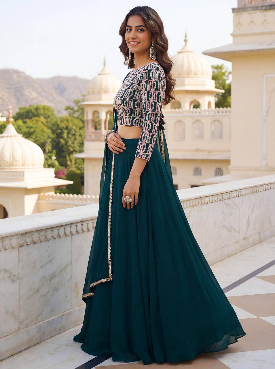 Deep Georgette vol 32 Green Lehenga choli manufacturers in Jaipur